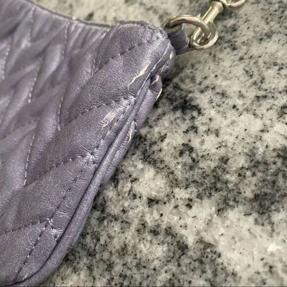 Express Purse Purple Quilted Zip Hand Bag Small Clutch Violet - Picture 7 of 8